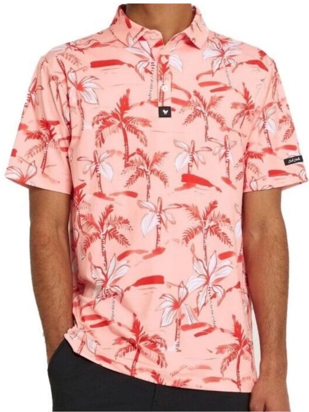 Bad Birdie Ricky Rose Short Sleeve Stretch Polo Golf Shirt Men's Size XL